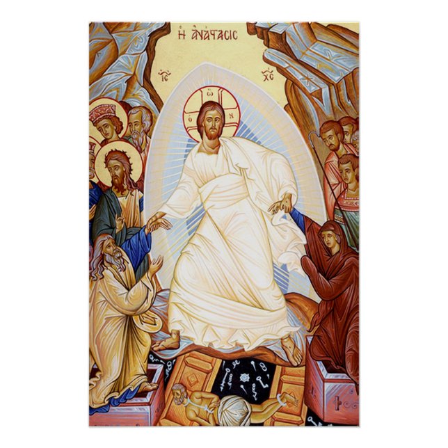 Poster Icône orthodoxe de la résurrection de l'anastasie (Devant)