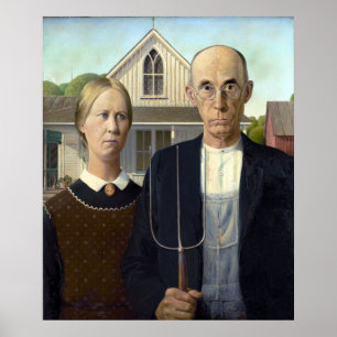 Poster Iconic American Gothic par Grant Wood
