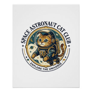 Poster Idée cadeau papa chat astronaute de l'espace - Ast