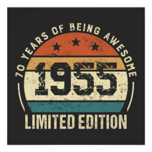 Poster Idée cadeau vintage 1955 pour 70 ans