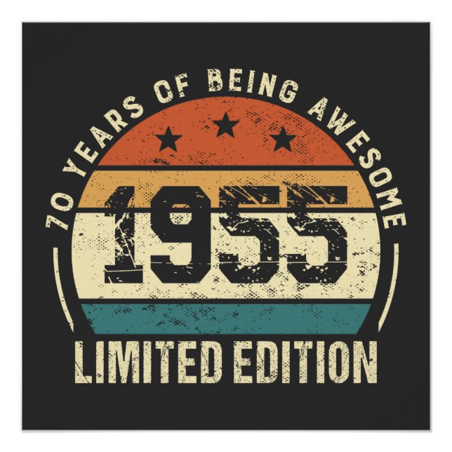 Poster Idée cadeau vintage 1955 pour 70 ans (Devant)