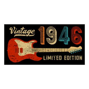 Poster Idée d'anniversaire Vintage 1946 Guitare électriqu