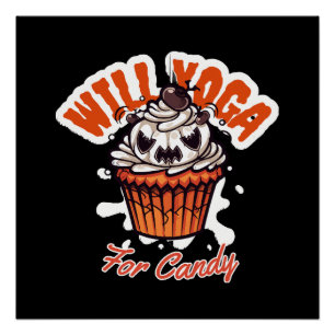 Poster Idée de cupcake Halloween pour le yoga des mamans