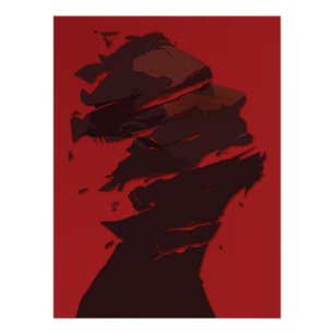 Poster Identité fragmentée dans les nuances de rouge