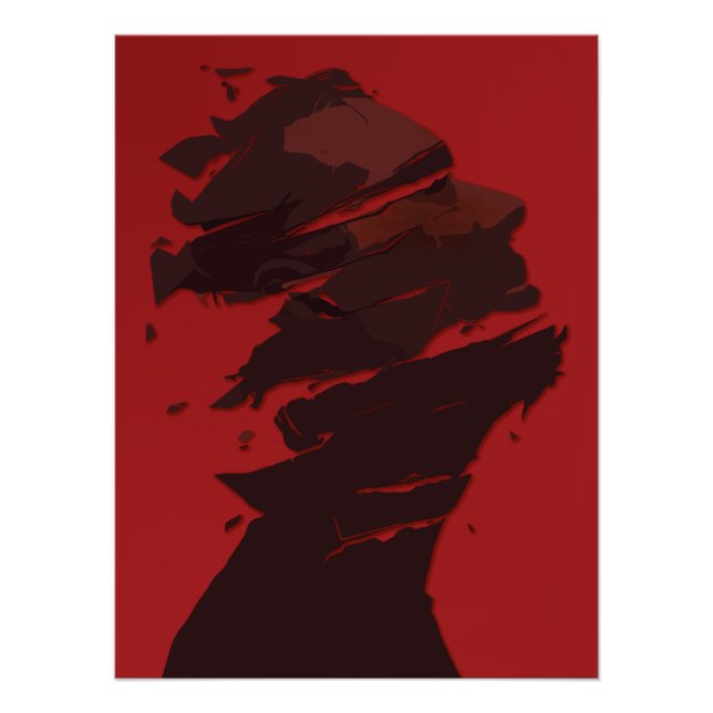 Poster Identité fragmentée dans les nuances de rouge (Devant)