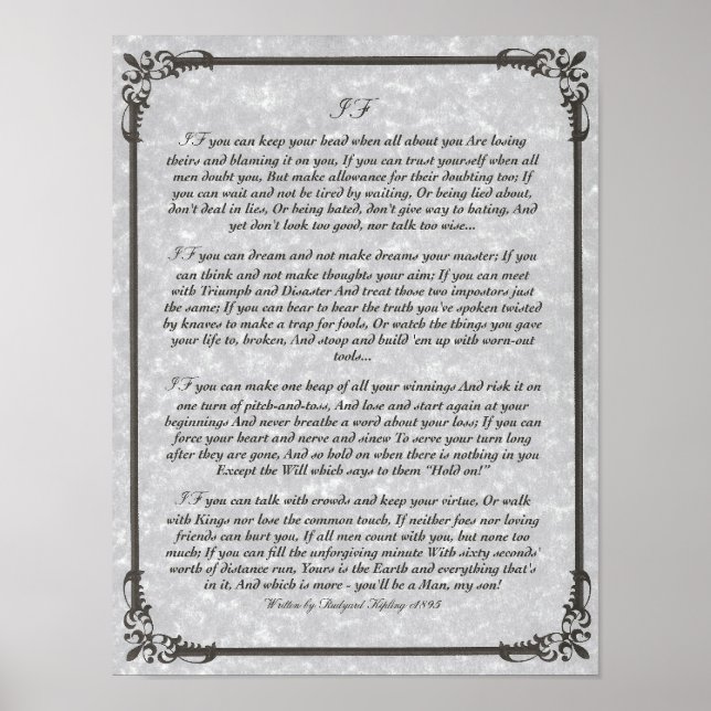 Poster IF Inspirer le poème pour les jeunes hommes par Ru (Devant)