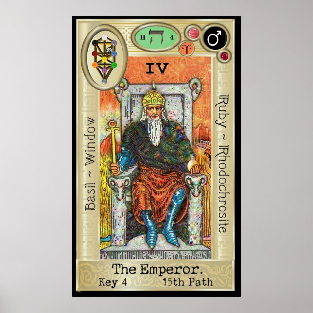 Poster Ifdawn Deepdream Tarot Key 4 ~ L'Empereur (Devant)