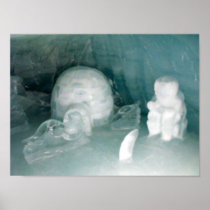 Poster Igloo et Esquimau en glace