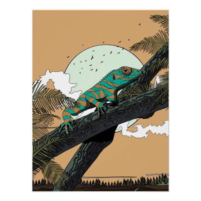 Poster Iguane dans la Jungle (Devant)