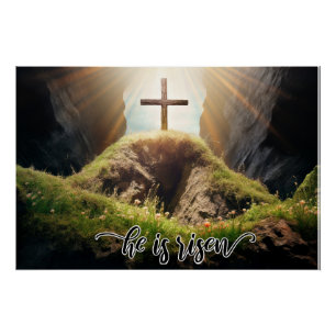 Poster Il est ressuscité, tombe vide,