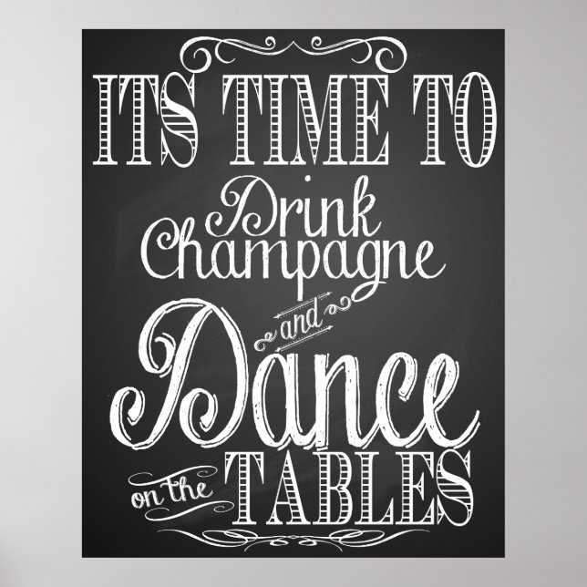 Poster "Il est temps de boire du champagne" Chalboard (Devant)