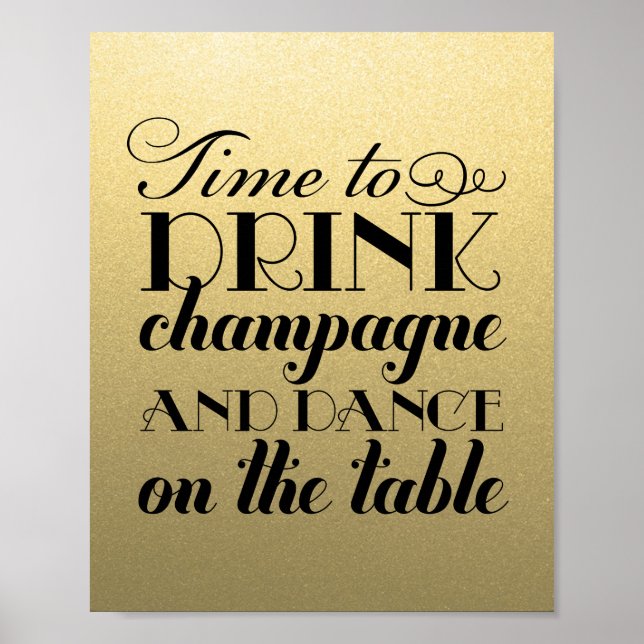 Poster Il est temps de boire une citation de Champagne Ma (Devant)