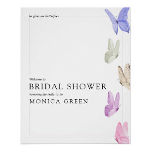 Poster Il me donne un panneau de bienvenue papillons dans