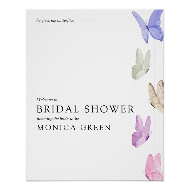 Poster Il me donne un panneau de bienvenue papillons dans (Devant)