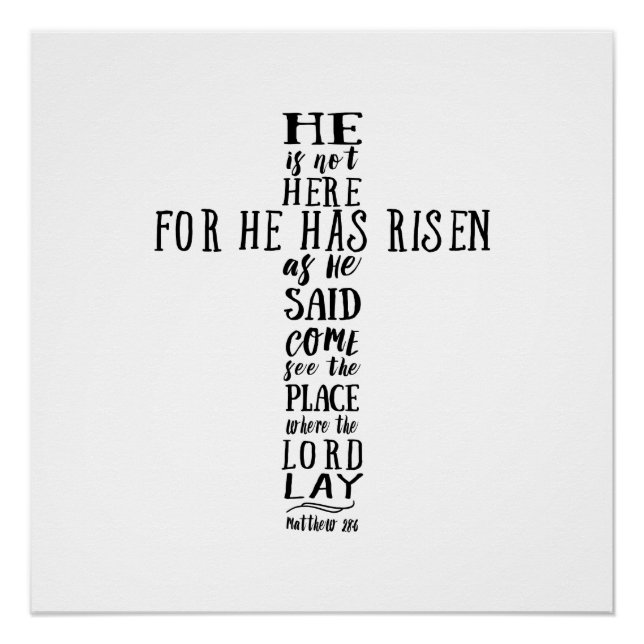 Poster Il n'est pas ici parce qu'il s'est ressuscité comm (Devant)