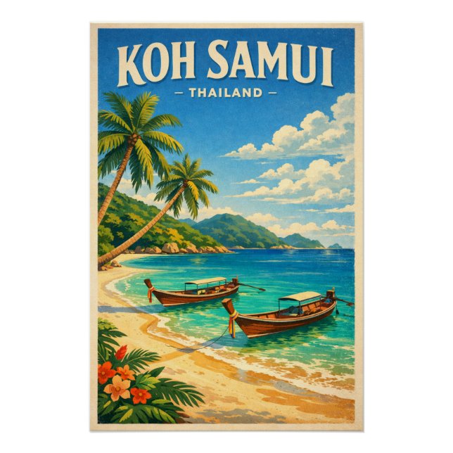 Poster Île de Koh Samui, Thaïlande rétro (Devant)