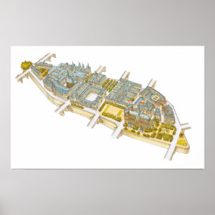 Poster Ile-de-la-Cite. Paris France