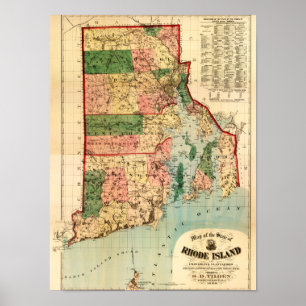 Poster Île de Rhode IslandPanoramic MapRhode