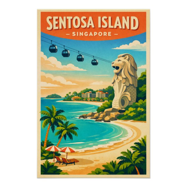 Poster Île de Sentosa, Singapour voyage (Devant)