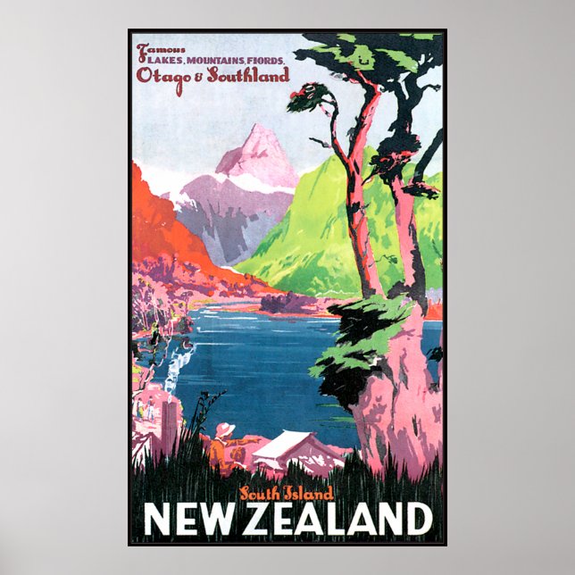 Poster Île du Sud Nouvelle-Zélande (Devant)