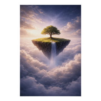 Poster Île flottante de vie – Nature Fantastique de Rêve