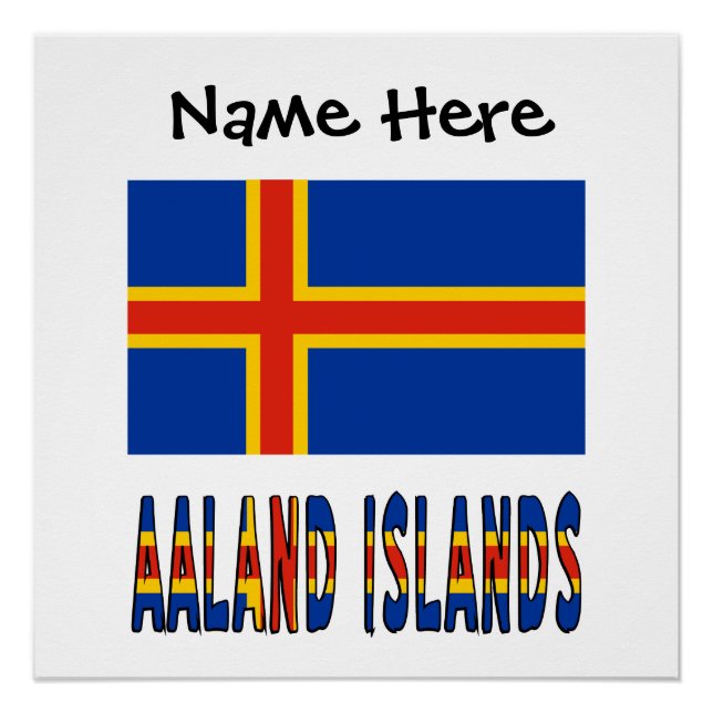 Poster Îles Åland Ålander Drapeau Personnalisé  (Devant)