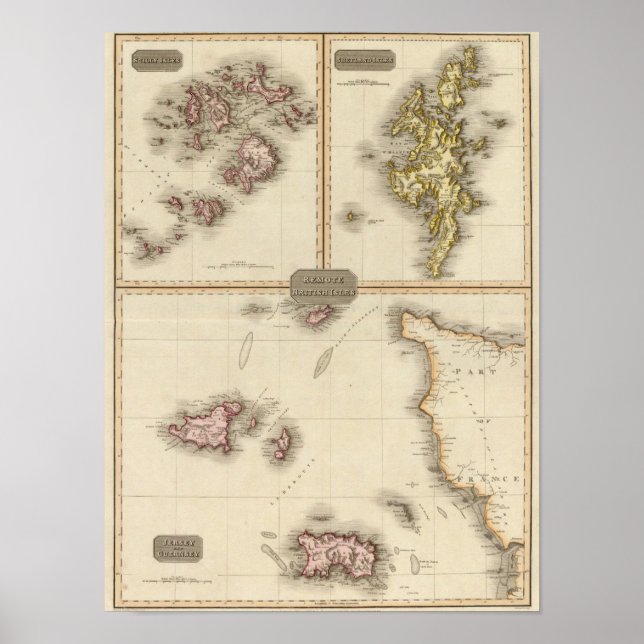 Poster Îles britanniques éloignées Jersey et Guernesey (Devant)