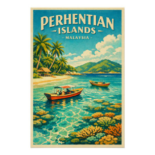 Poster Îles Perhentian, Malaisie, dans un style vibrant