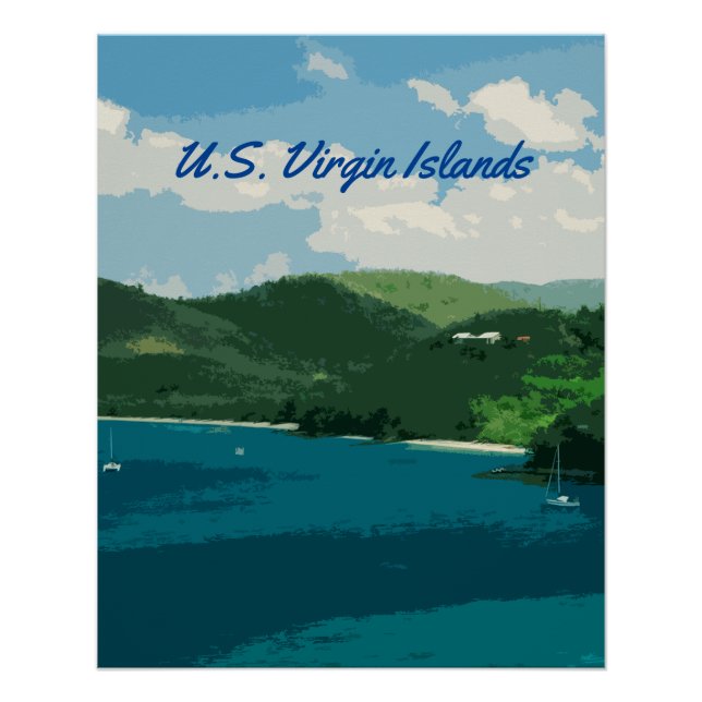 Poster Îles Vierges américaines Paradise Retro (Devant)