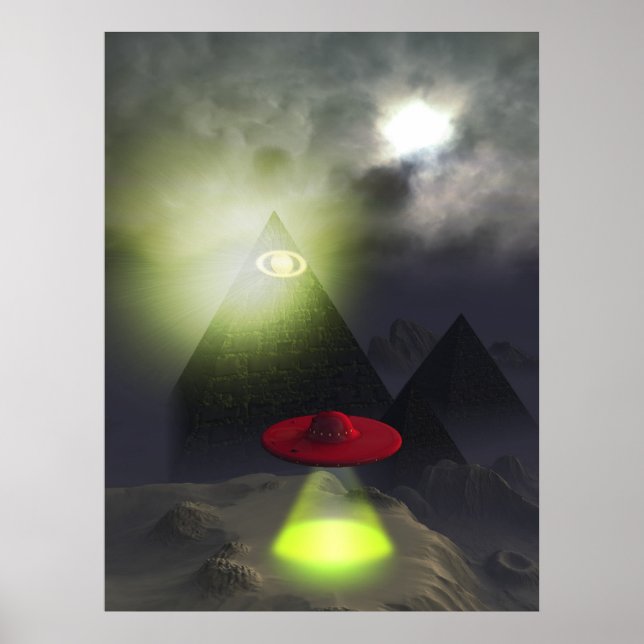 Poster Illuminati Pyramide et UFO Print (Devant)
