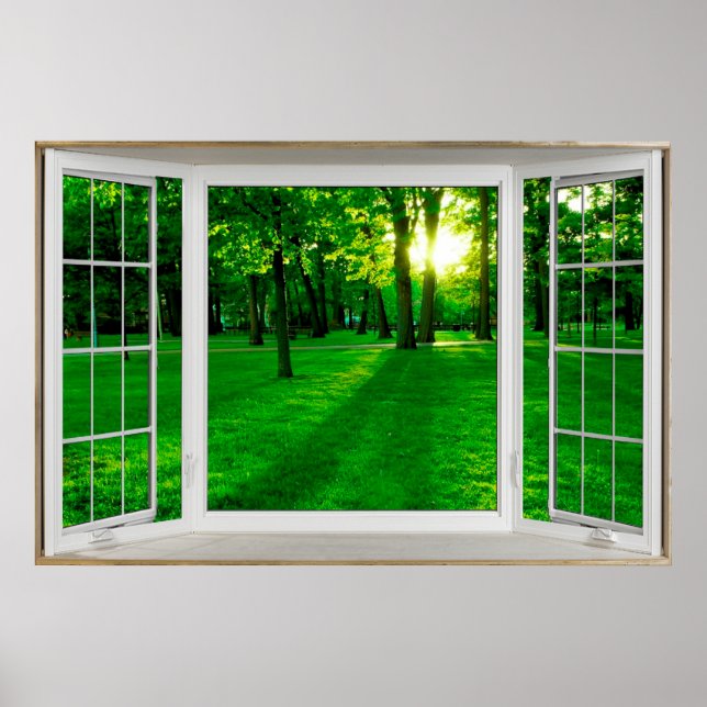 Poster Illusion d'une fenêtre de White Bay surplombant un (Devant)