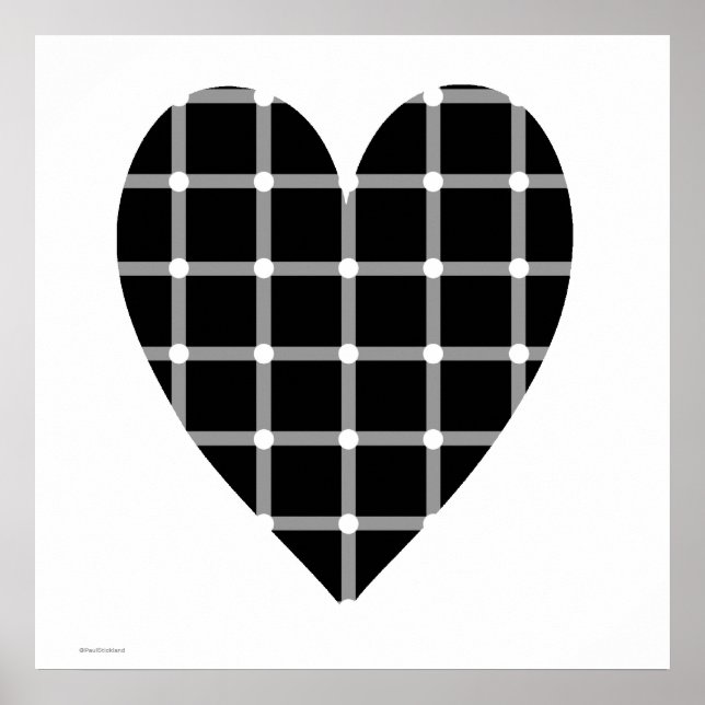 Poster Illusion optique du coeur noir et blanc (Devant)