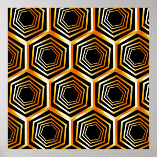 Poster Illusion optique hexagonale d'or