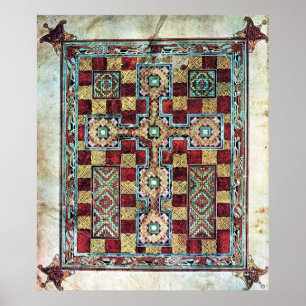 Poster Illustrated Manuscript Cross Carpet Page
