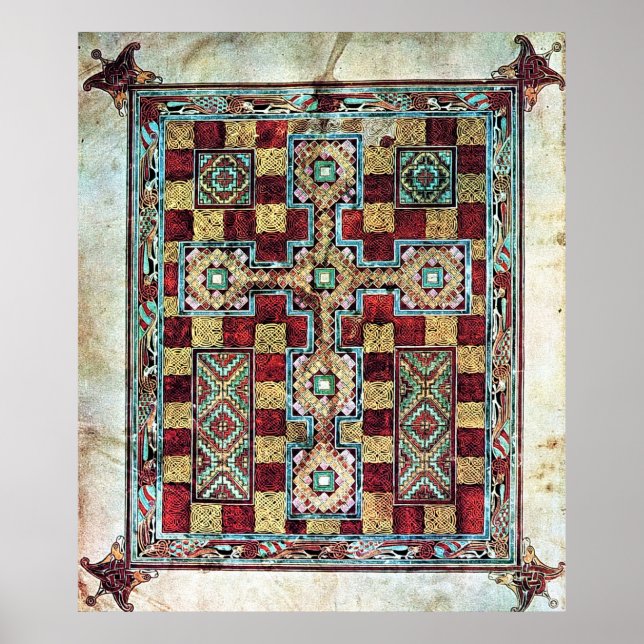 Poster Illustrated Manuscript Cross Carpet Page (Devant)