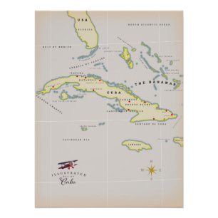 Poster Illustrated map of Cuba