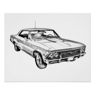 Poster Illustration 1966 de Chevy Chevelle solides