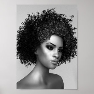 Poster Illustration 3D Afro Hair
