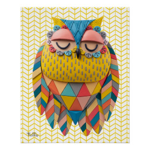 Poster Illustration à motif d'oiseau tribal de style aztè