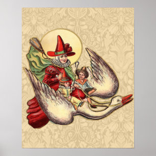 Poster Illustration Antique de l'Enfant de la Mère l'Oye
