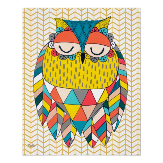 Poster Illustration audacieuse à motif de oiseau tribal a (Devant)