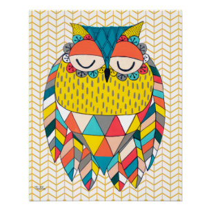 Poster Illustration audacieuse à motif tribal de hibou az