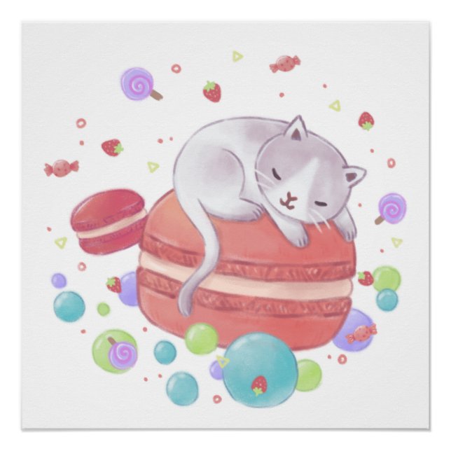 Poster Illustration Chat & Sweets (Devant)