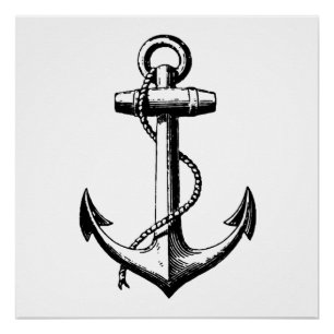 Poster Illustration d'ancre nautique vintage