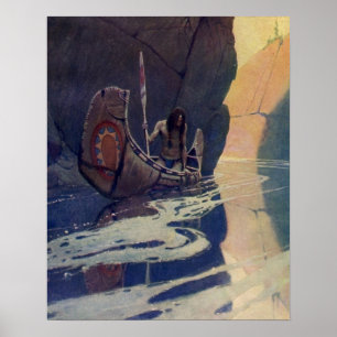 Poster Illustration d'art de N. C. Wyeth de pagaie de can