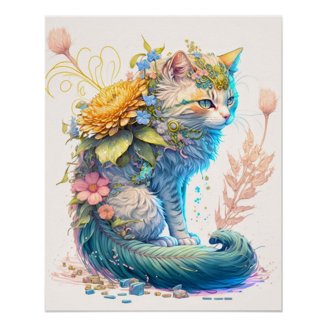 Poster Illustration d'artiste majestic Kitty Cat (Devant)