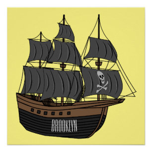 Poster Illustration de bateau pirate
