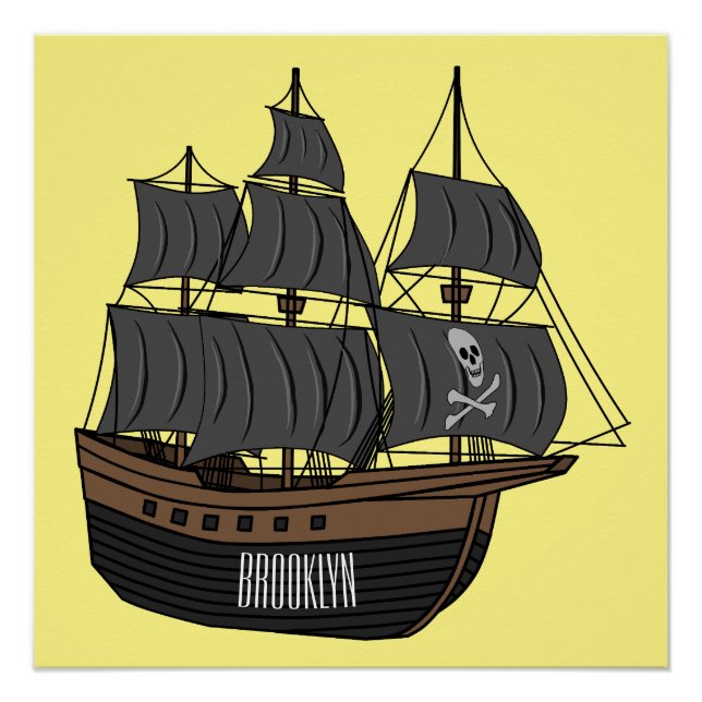 Poster Illustration de bateau pirate (Devant)