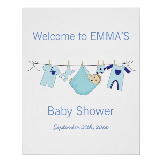 Poster Illustration de Bienvenue à la Fête de Baby Shower (Devant)
