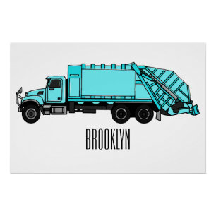 Poster Illustration de camion à ordures